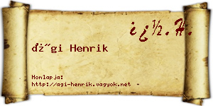 Ági Henrik névjegykártya